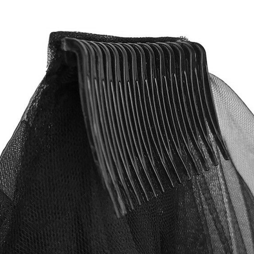 New Black or White 2 TIer Laced Edged Veil - Picture 9 of 12